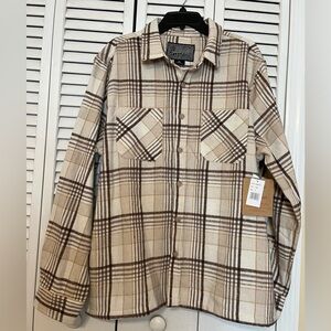 NWT Brooklyn Cloth Mfg Co Men’s Heavy Flannel Shacket Ivory size XL MSRP $50.